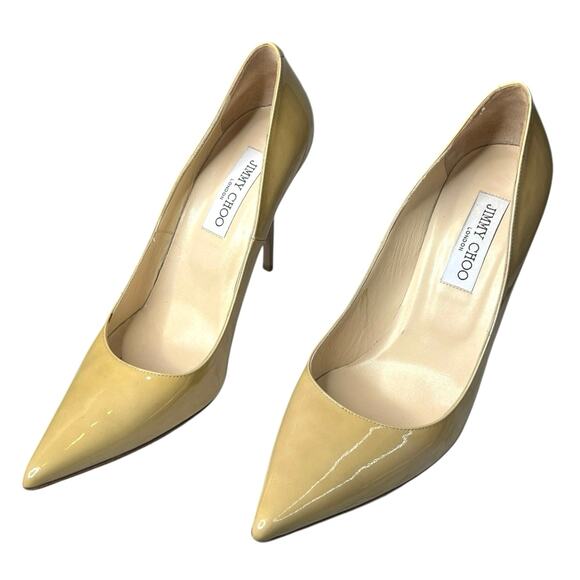 Jimmy Choo Women’s Cream Patent Leather Heels Size 39.5 US 9.5 - Picture 6 of 12
